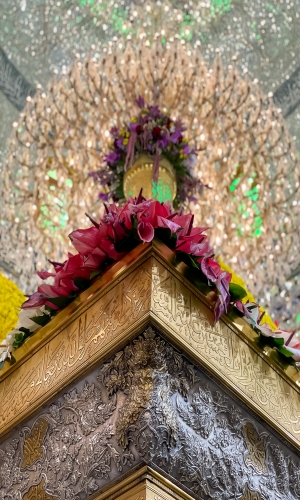 الورد يعانق ضريح الأمام الحسين (ع)